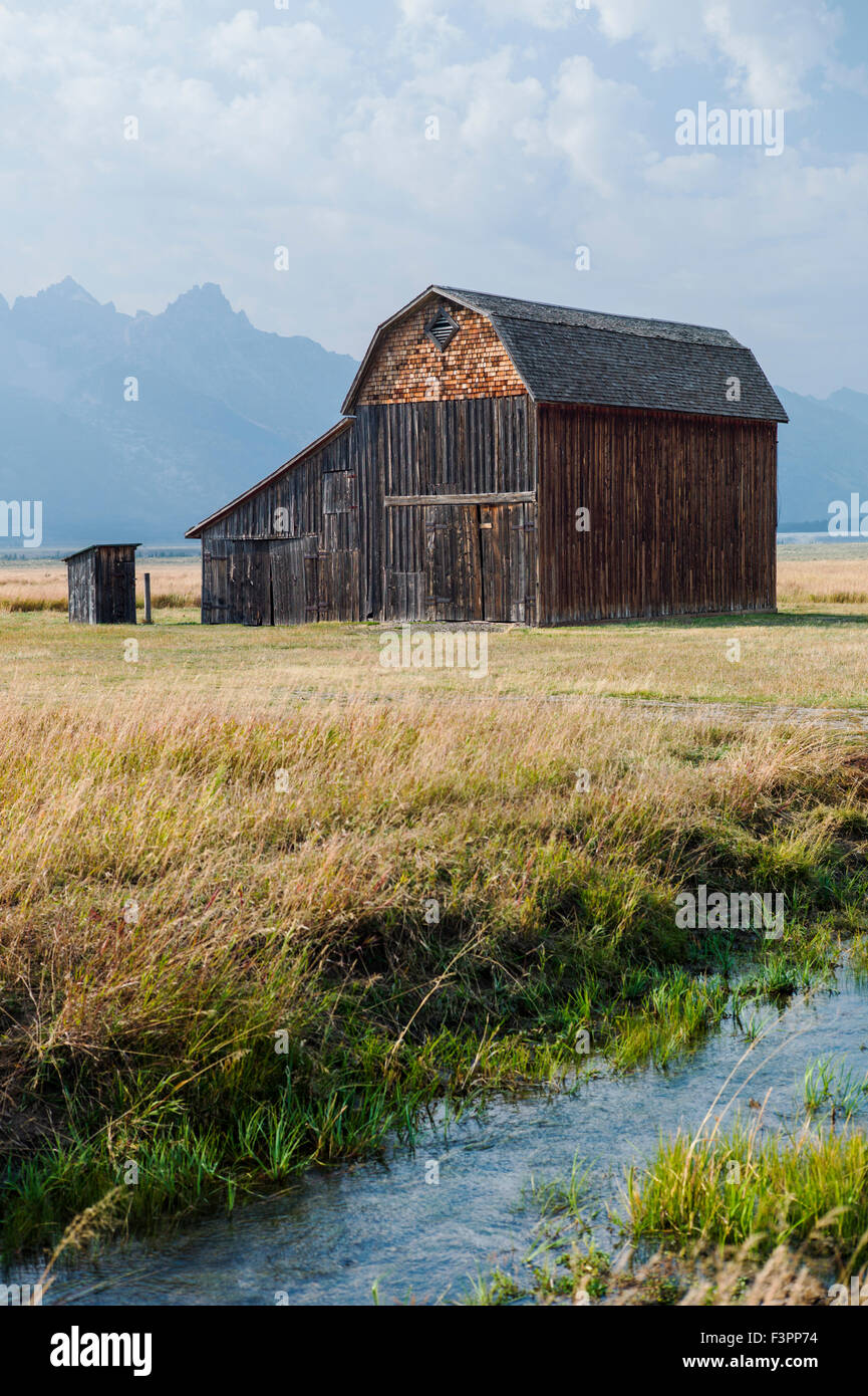 Storico Thomas Murphy fienile; Moulton Homestead (c 1910); Mormone fila distretto storico; il Parco Nazionale del Grand Teton; Wyoming; USA Foto Stock