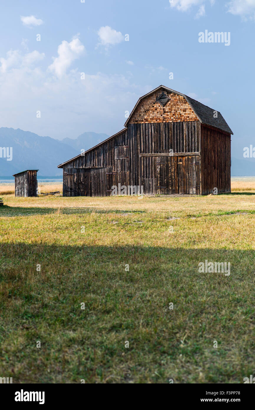 Storico Thomas Murphy fienile; Moulton Homestead (c 1910); Mormone fila distretto storico; il Parco Nazionale del Grand Teton; Wyoming; USA Foto Stock