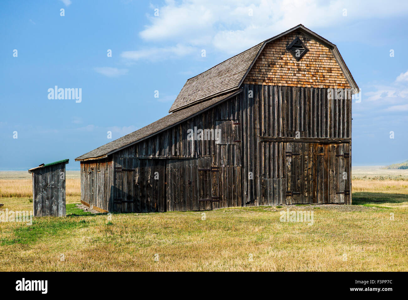 Storico Thomas Murphy fienile; Moulton Homestead (c 1910); Mormone fila distretto storico; il Parco Nazionale del Grand Teton; Wyoming; USA Foto Stock