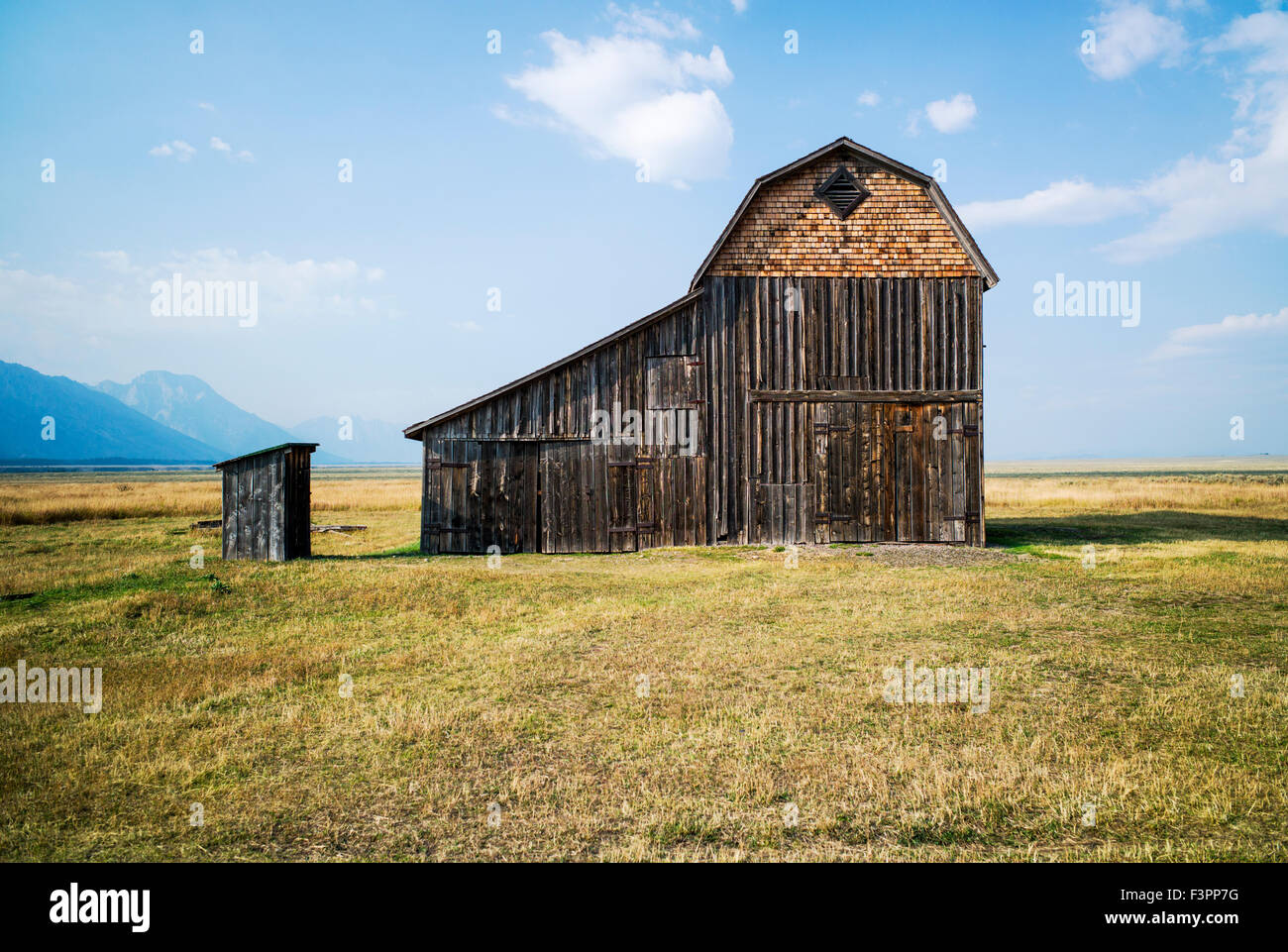 Storico Thomas Murphy fienile; Moulton Homestead (c 1910); Mormone fila distretto storico; il Parco Nazionale del Grand Teton; Wyoming; USA Foto Stock