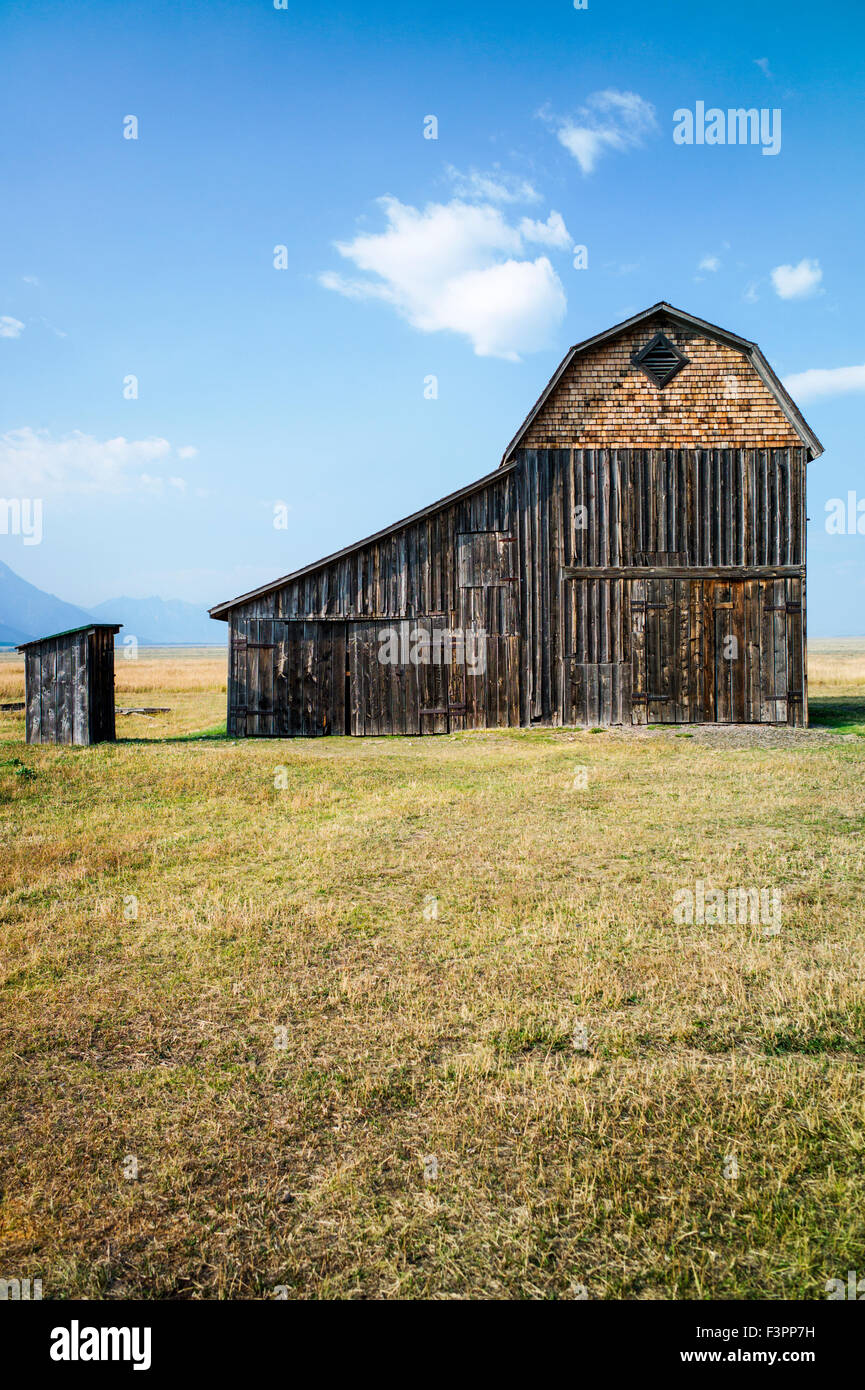 Storico Thomas Murphy fienile; Moulton Homestead (c 1910); Mormone fila distretto storico; il Parco Nazionale del Grand Teton; Wyoming; USA Foto Stock
