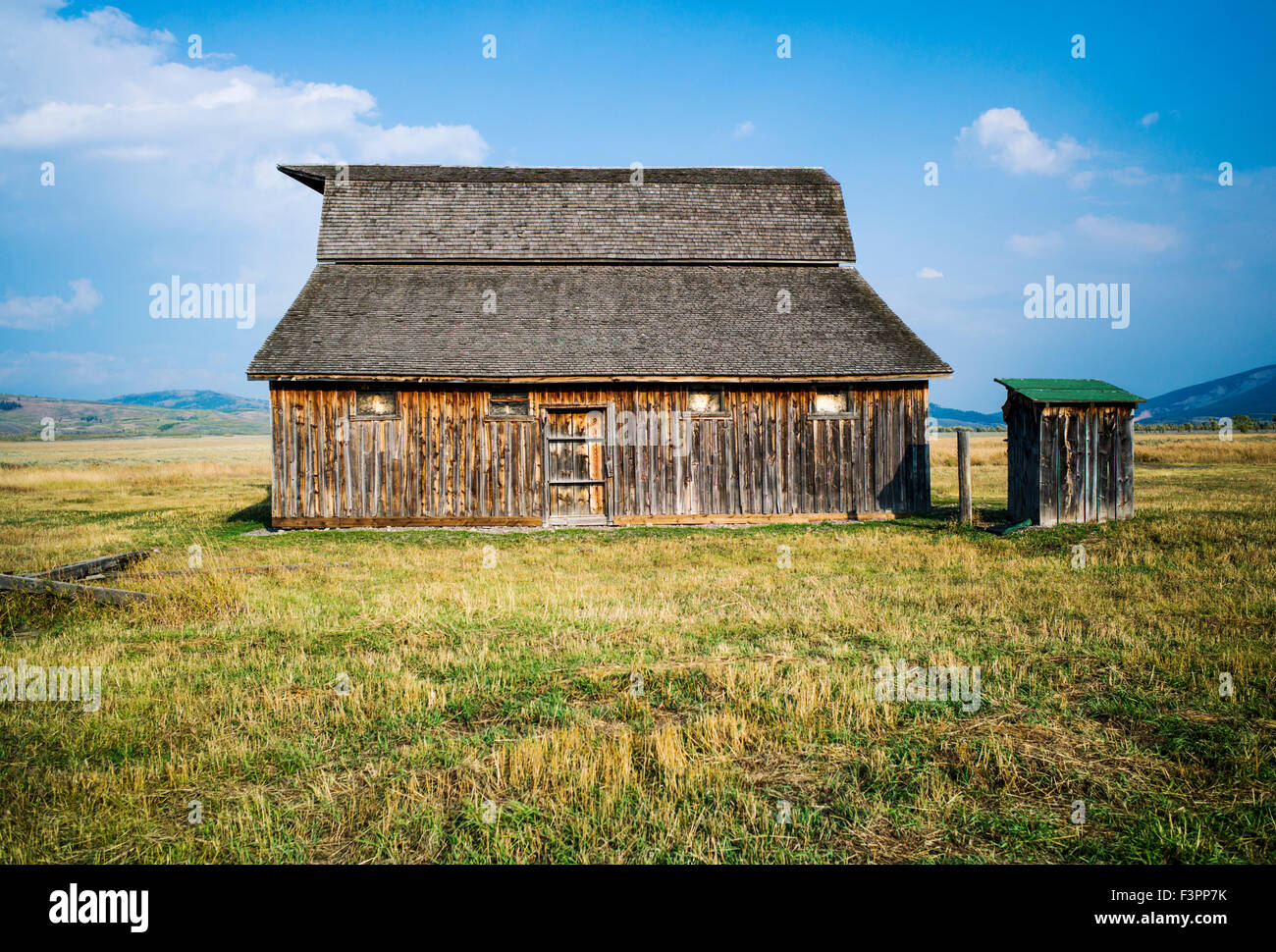 Storico Thomas Murphy fienile; Moulton Homestead (c 1910); Mormone fila distretto storico; il Parco Nazionale del Grand Teton; Wyoming; USA Foto Stock