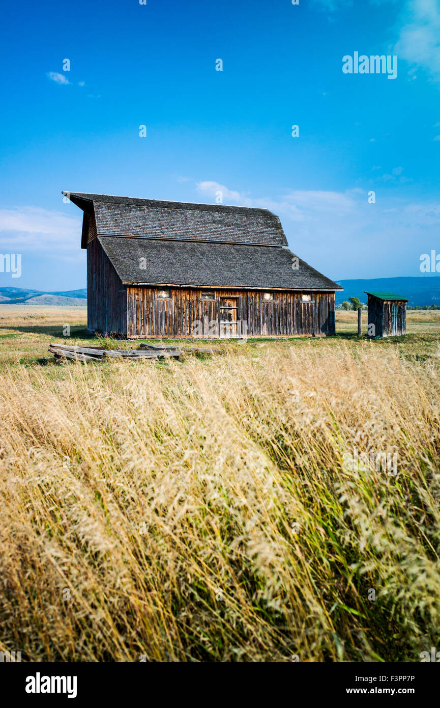 Storico Thomas Murphy fienile; Moulton Homestead (c 1910); Mormone fila distretto storico; il Parco Nazionale del Grand Teton; Wyoming; USA Foto Stock