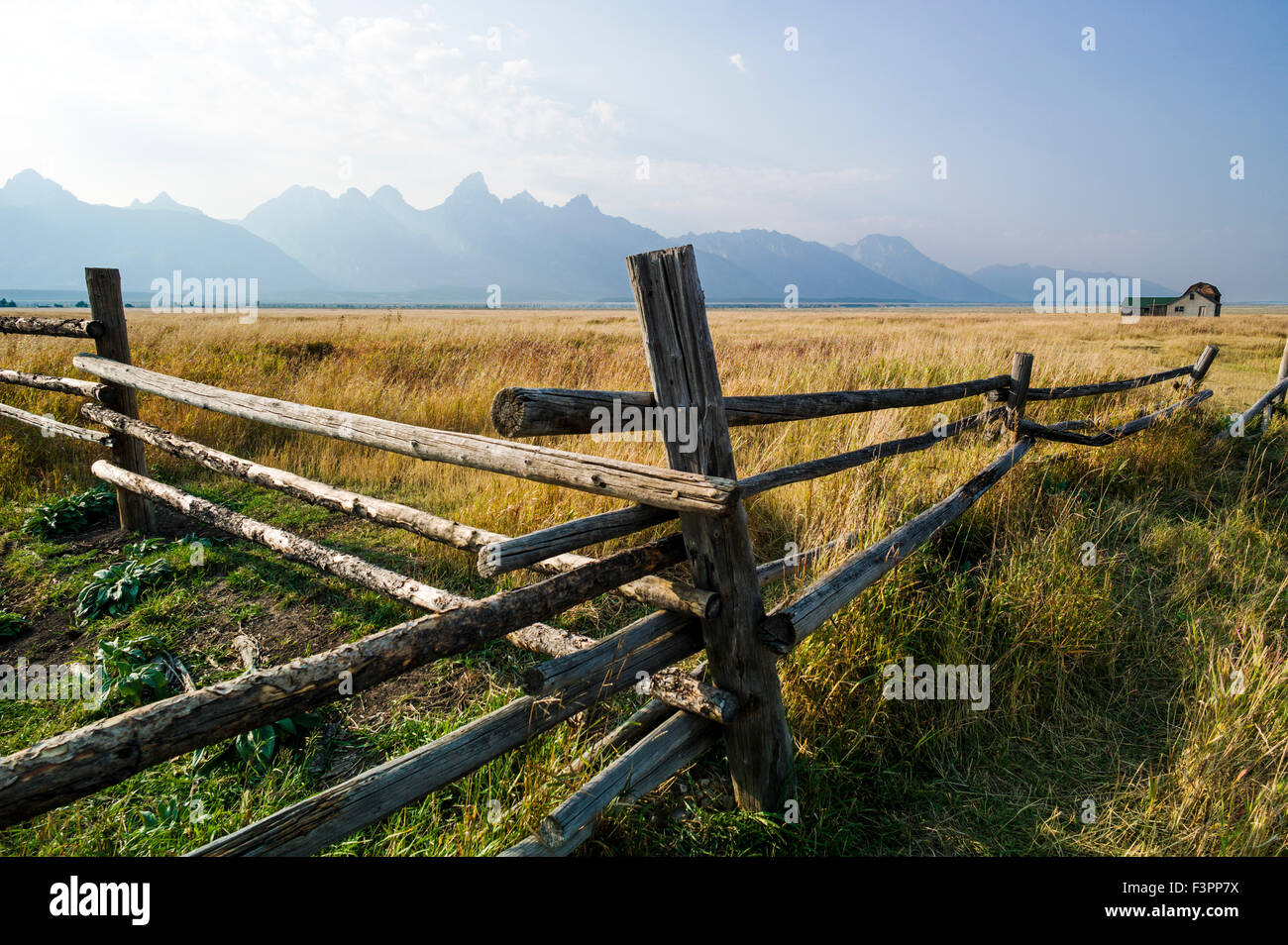 Storico Thomas Murphy fienile; Moulton Homestead (c 1910); Mormone fila distretto storico; il Parco Nazionale del Grand Teton; Wyoming; USA Foto Stock