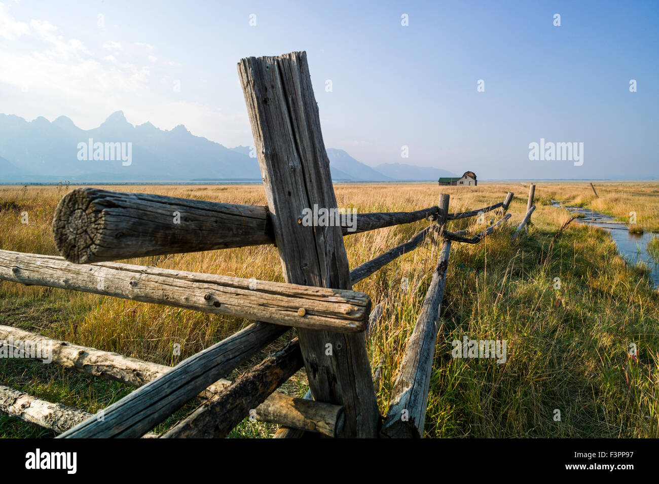Storico Thomas Murphy fienile; Moulton Homestead (c 1910); Mormone fila distretto storico; il Parco Nazionale del Grand Teton; Wyoming; USA Foto Stock