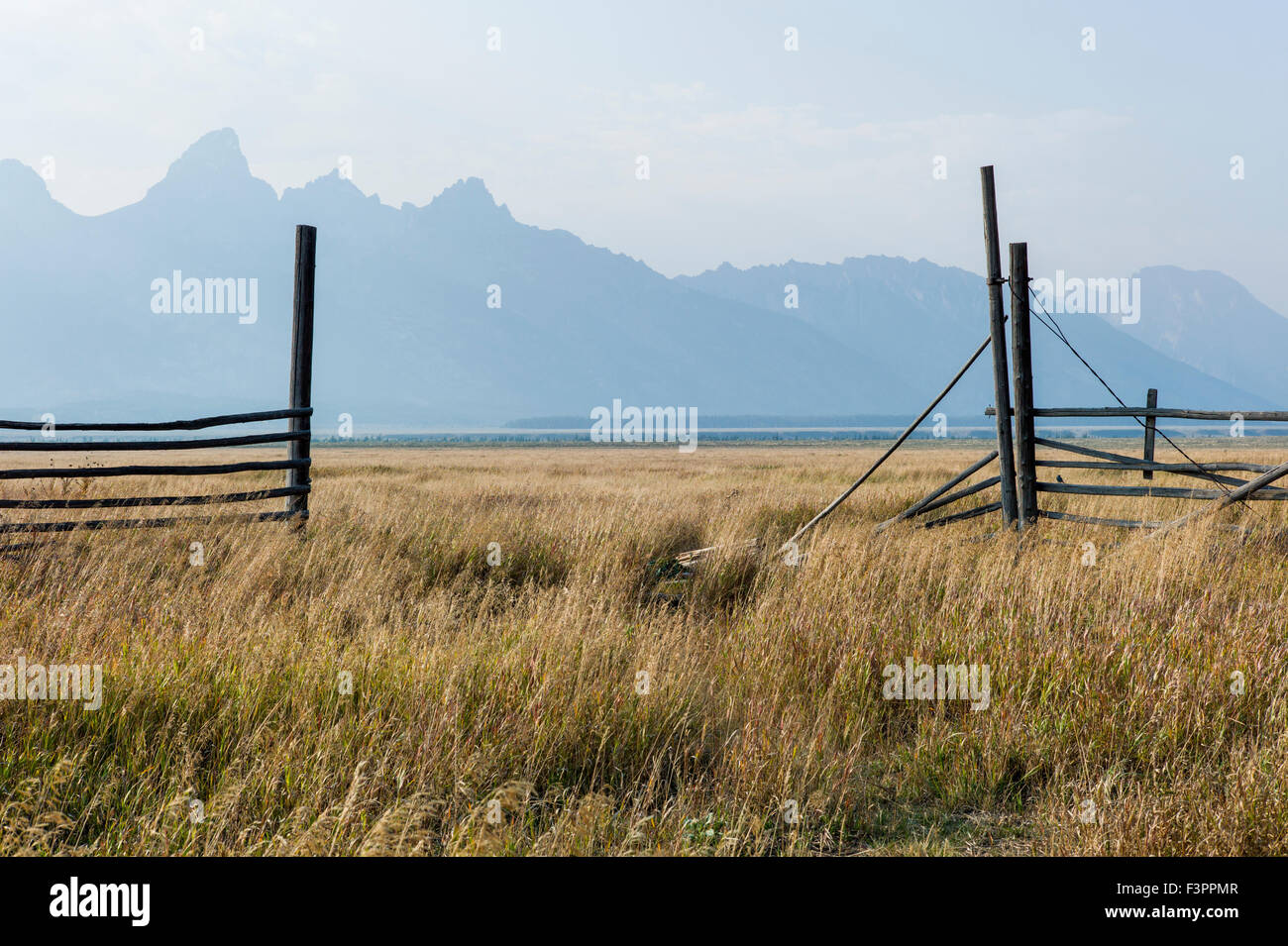 Stalle & recinzioni; John Moulton Homestead (c 1910); Mormone fila distretto storico; il Parco Nazionale del Grand Teton; Wyoming; USA Foto Stock