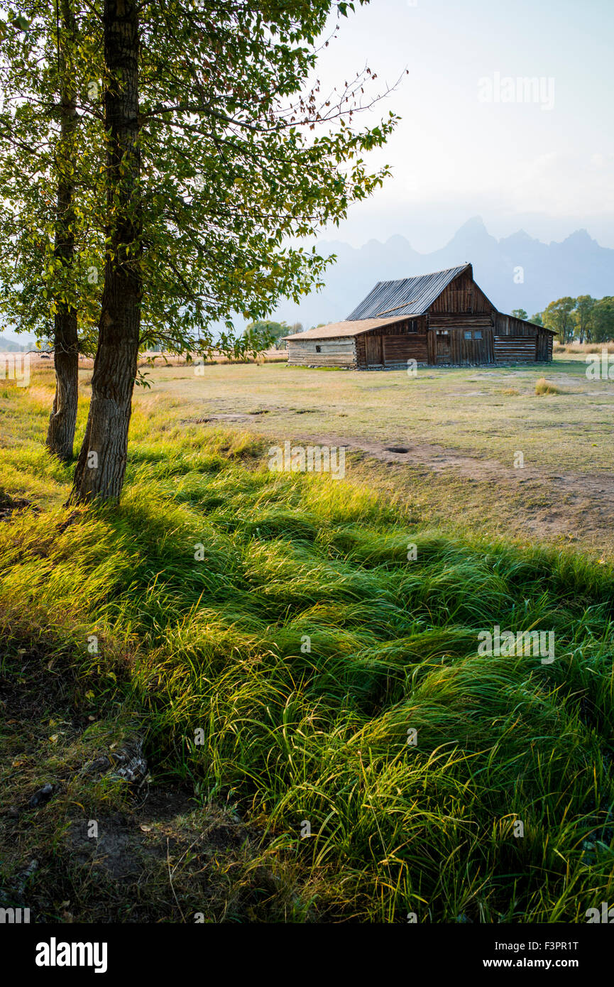 Thomas storico Alma & Lucille Moulton barn; Moulton Homestead (c 1910); Mormone fila distretto storico; il Parco Nazionale del Grand Teton Foto Stock
