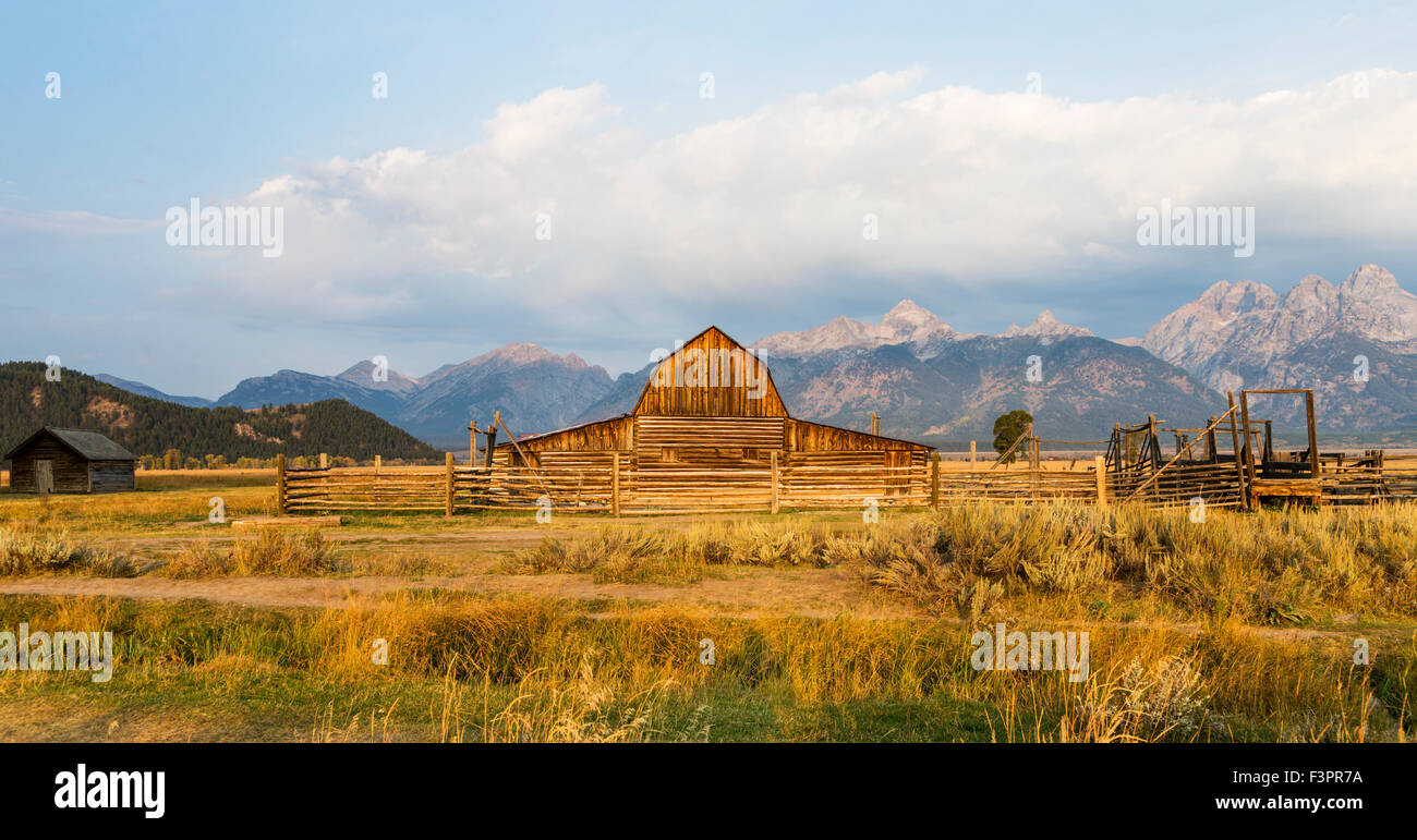 John storico Moulton Homestead (c 1910), Fila Mormone Historic District, il Parco Nazionale del Grand Teton, Wyoming USA Foto Stock