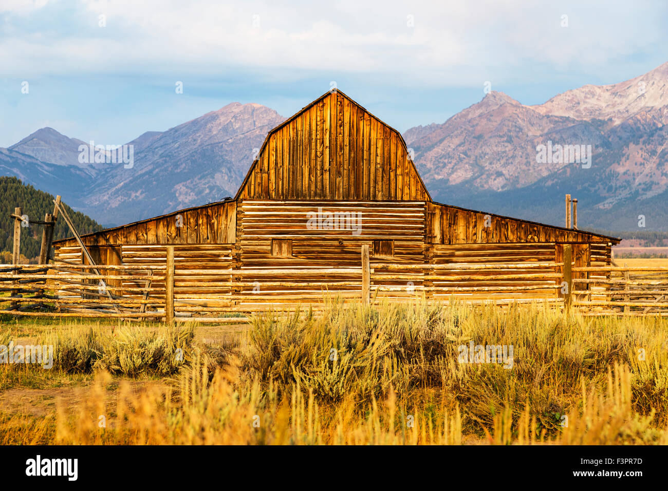 John storico Moulton Homestead (c 1910), Fila Mormone Historic District, il Parco Nazionale del Grand Teton, Wyoming USA Foto Stock
