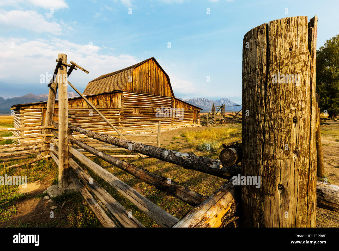 John storico Moulton Homestead (c 1910), Fila Mormone Historic District, il Parco Nazionale del Grand Teton, Wyoming USA Foto Stock