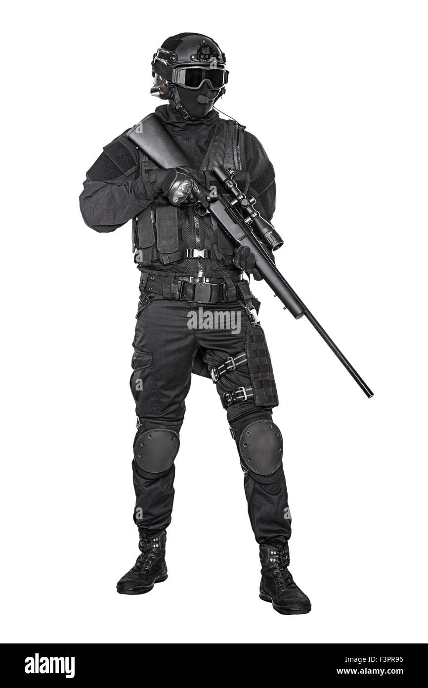 Funzionario di polizia SWAT Foto Stock