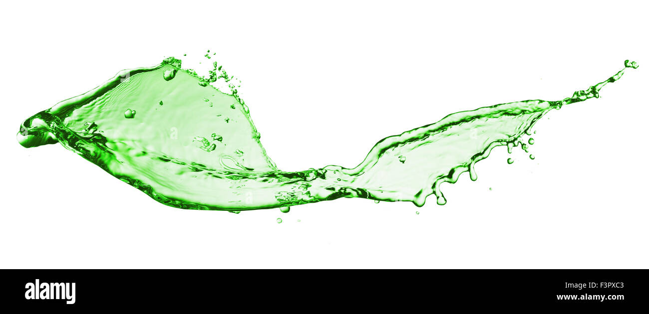 Succo verde splash su sfondo bianco. Foto Stock