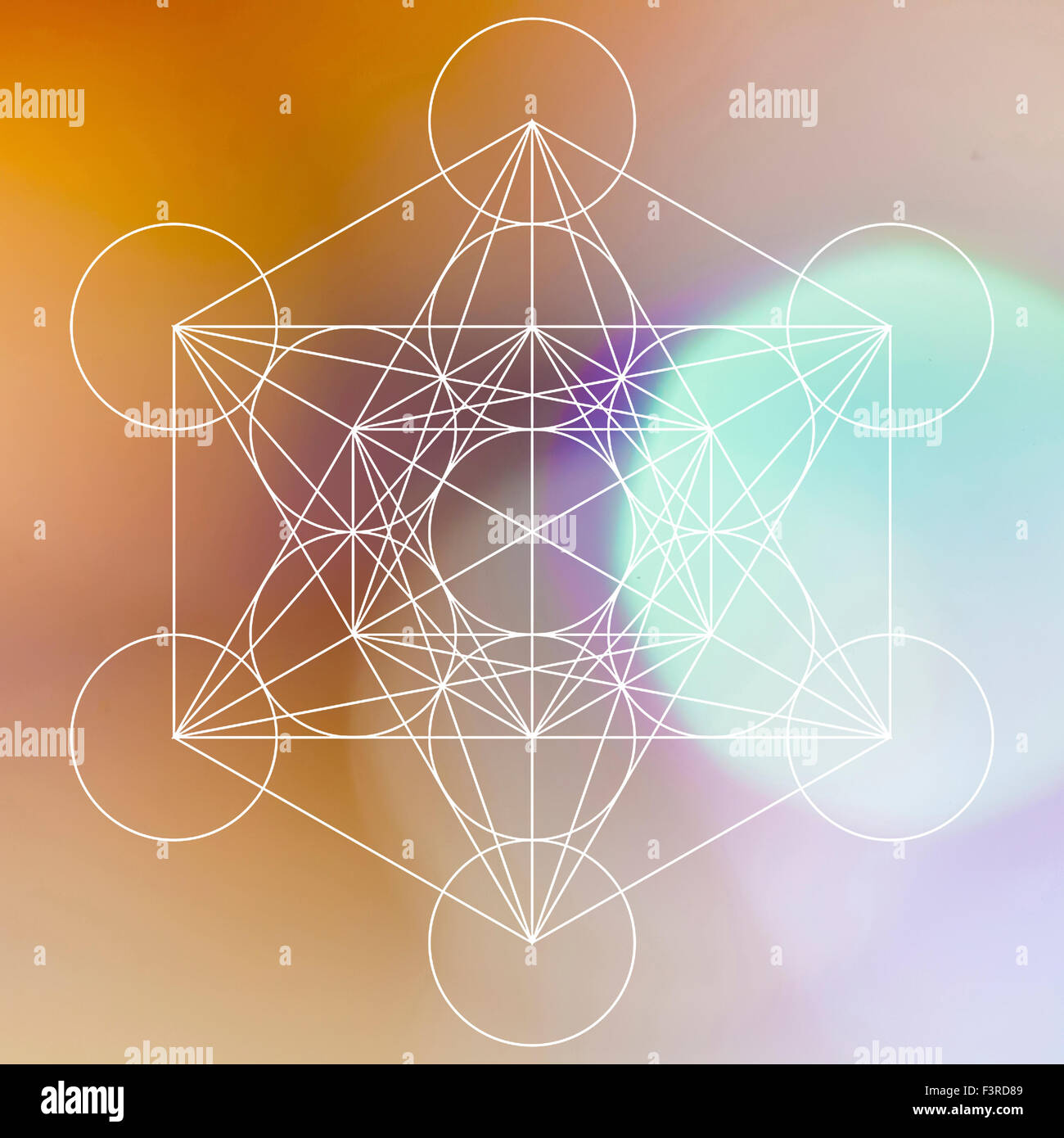 Metatron simbolo sullo sfondo bokeh di fondo Foto Stock