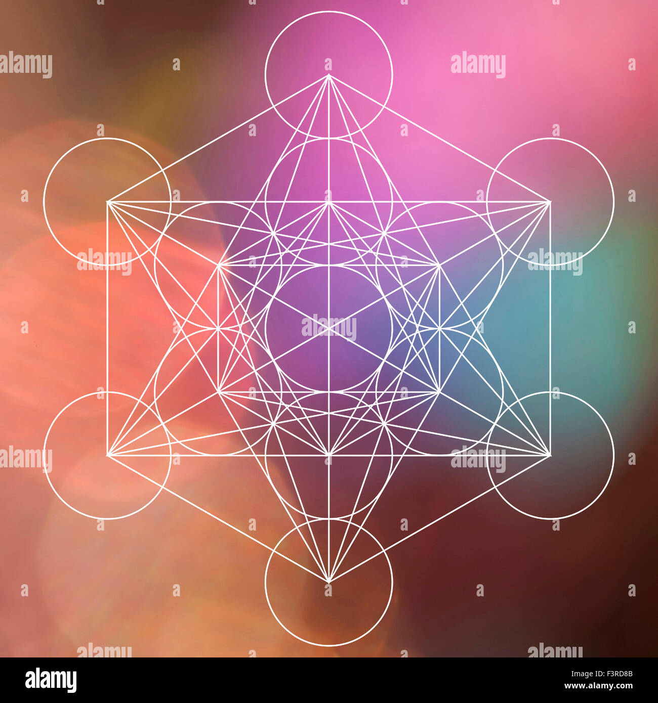 Metatron simbolo sullo sfondo bokeh di fondo Foto Stock