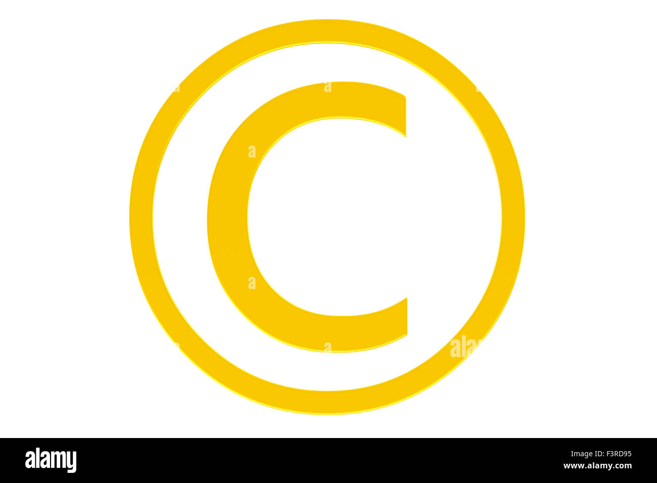Simbolo di copyright isolato su sfondo bianco Foto Stock