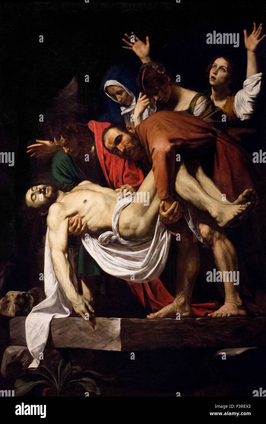 Roma. L'Italia. Caravaggio la Deposizione dalla Croce (1600 - 1604) nella Pinacoteca dei Musei Vaticani. Musei Vaticani. Foto Stock