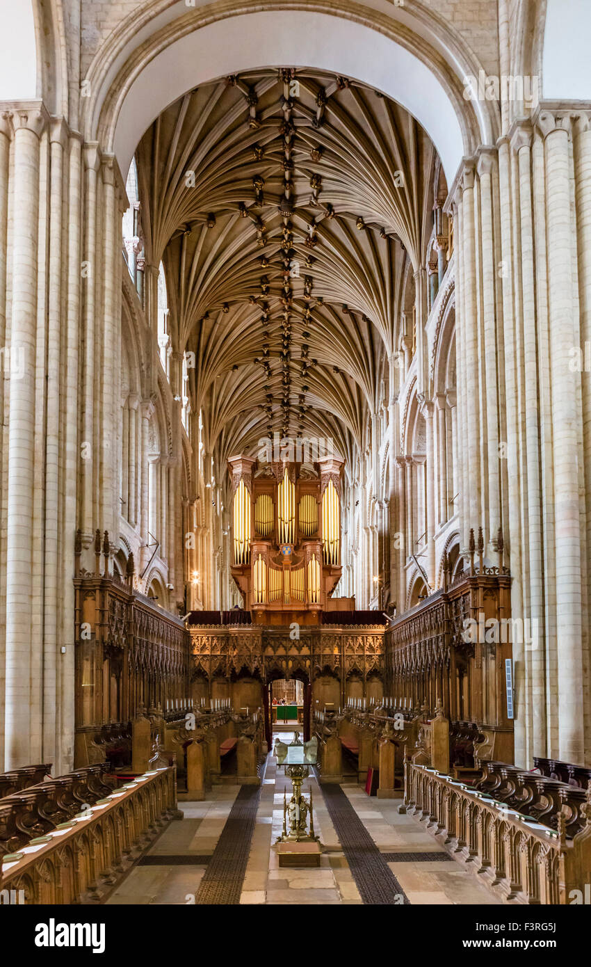 Il coro e cudiero in Norwich Cathedral e Norwich, Norfolk, Inghilterra, Regno Unito Foto Stock