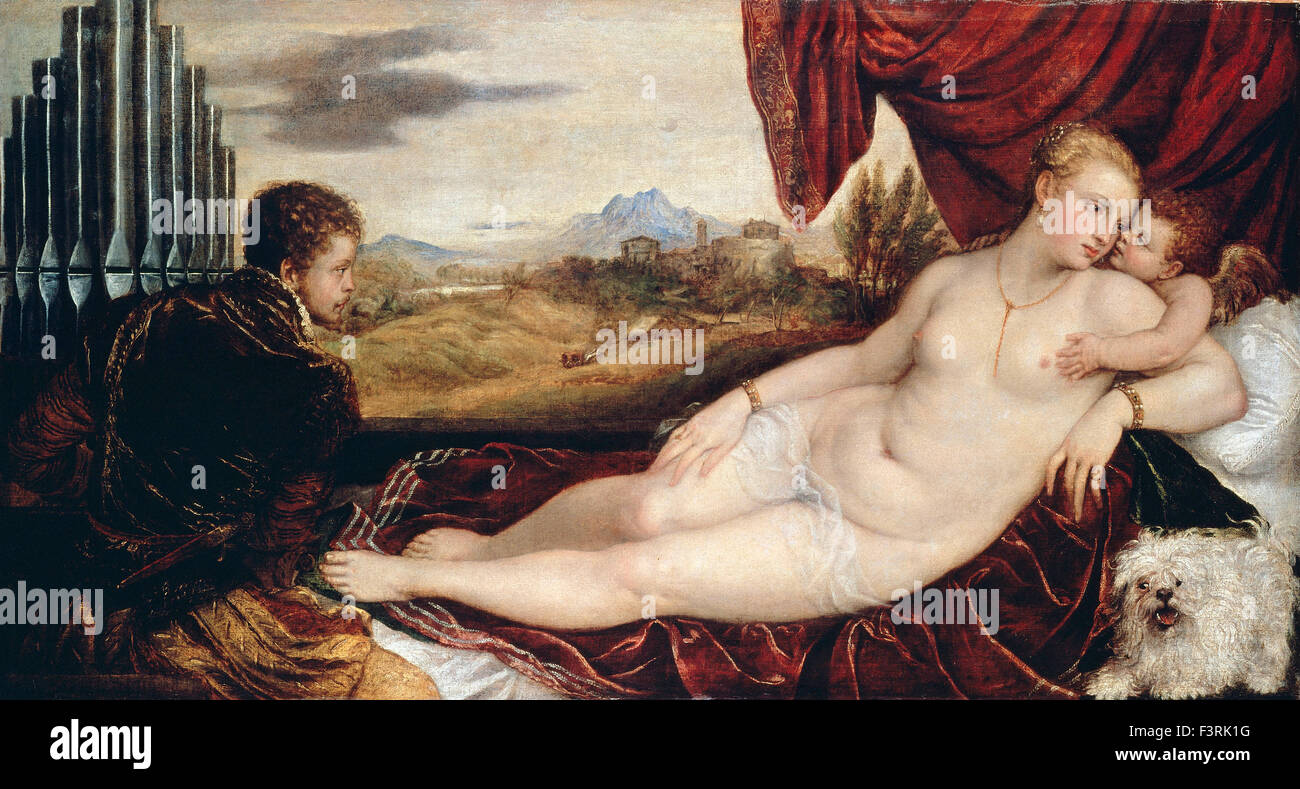 Tiziano Vecellio - Tiziano - Venere con il lettore di organo Foto Stock