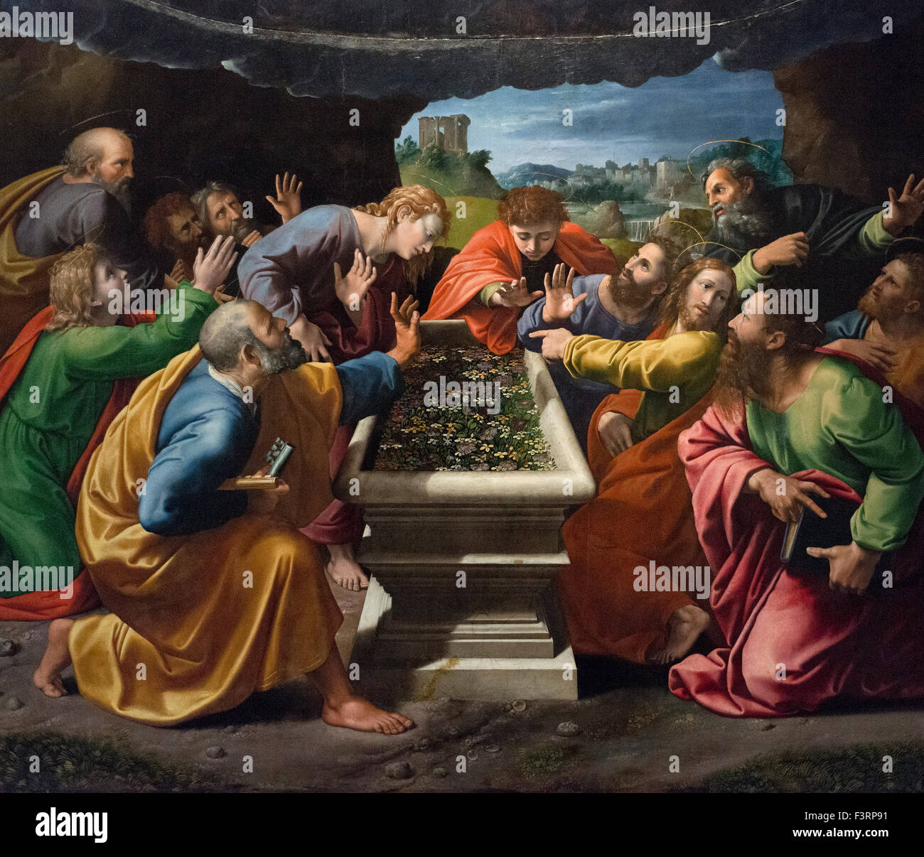 Roma. L'Italia. Incoronazione della Vergine (1505-1525) aka Madonna di Monteluce, dettaglio da Giulio Romano e Giovan Francesco Penni. Foto Stock