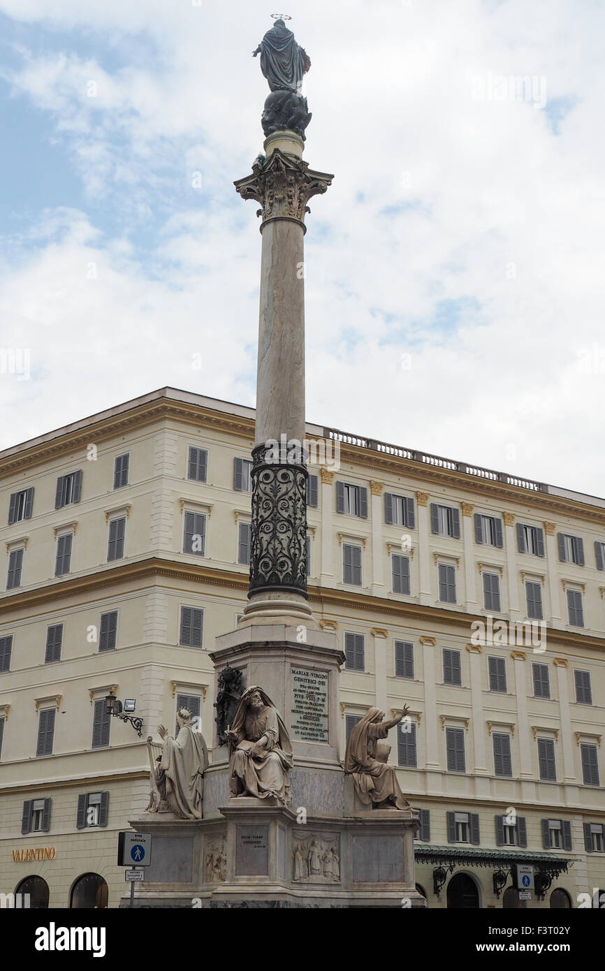 La colonna della Immacolata Concezione o la Colonna della Immacolata, Roma. Foto Stock