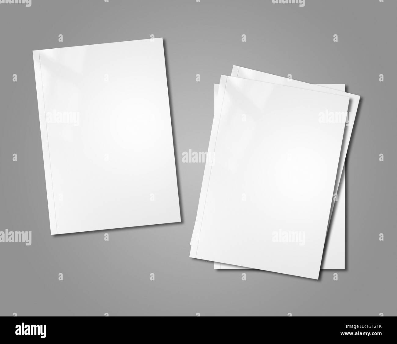 White le copertine degli opuscoli isolato su sfondo - mockup modello Foto Stock