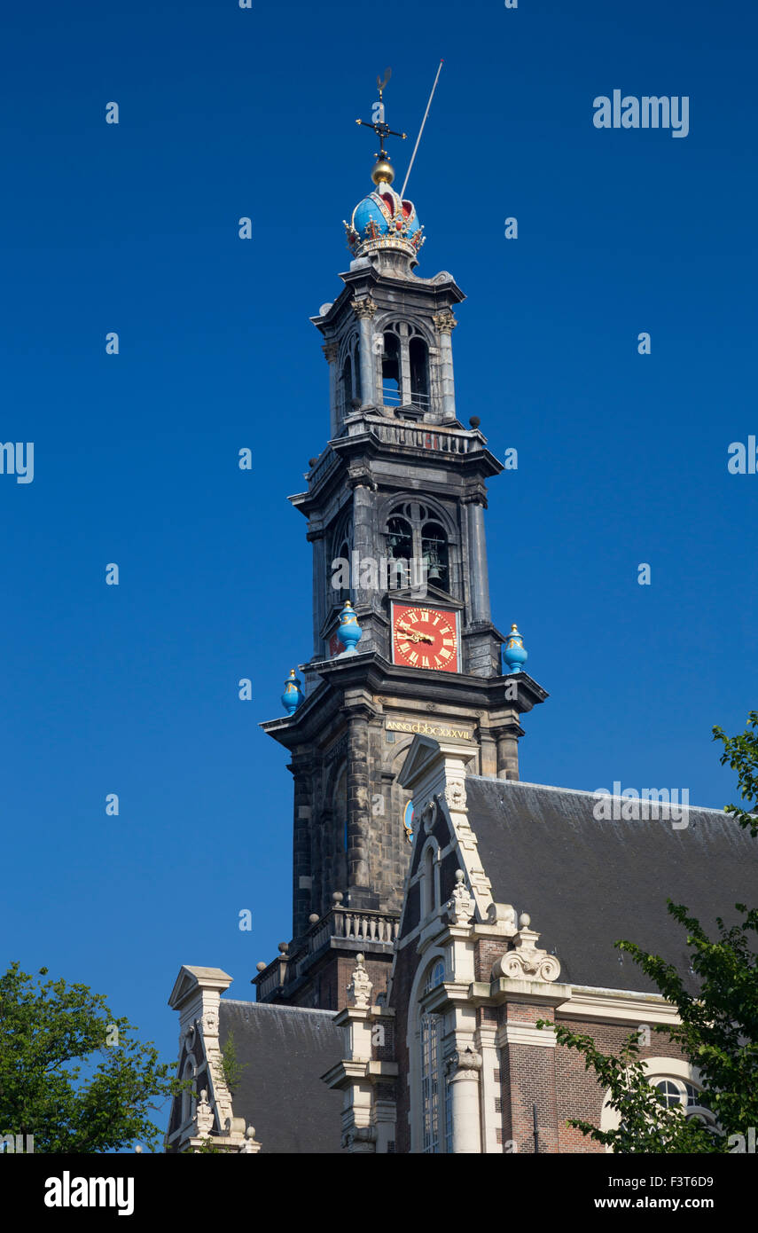 Westerkerk (la Chiesa Occidentale) è un protestante olandese chiesa nel centro di Amsterdam nei Paesi Bassi. Foto Stock