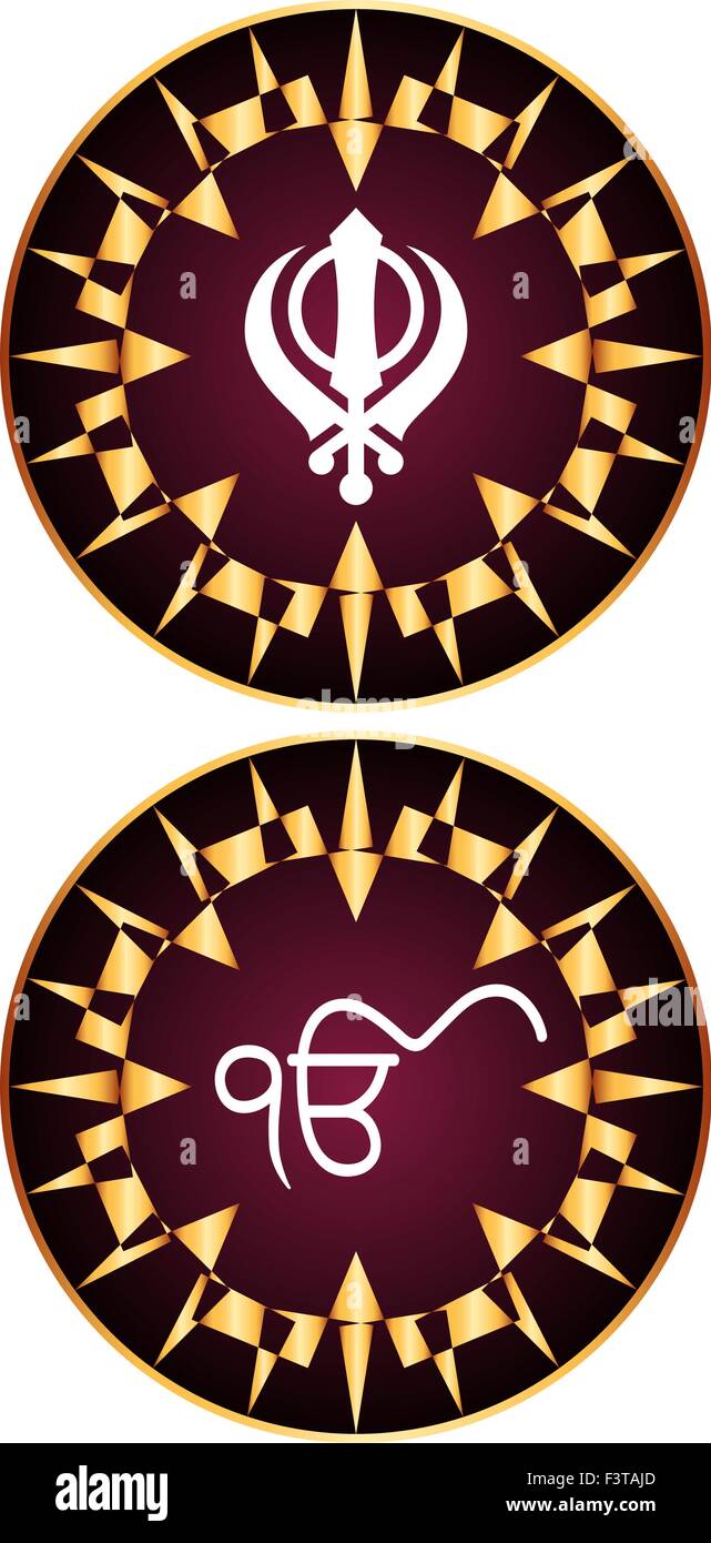 Ek Onkar, Khanda Santo Motif arte vettoriale Illustrazione Vettoriale