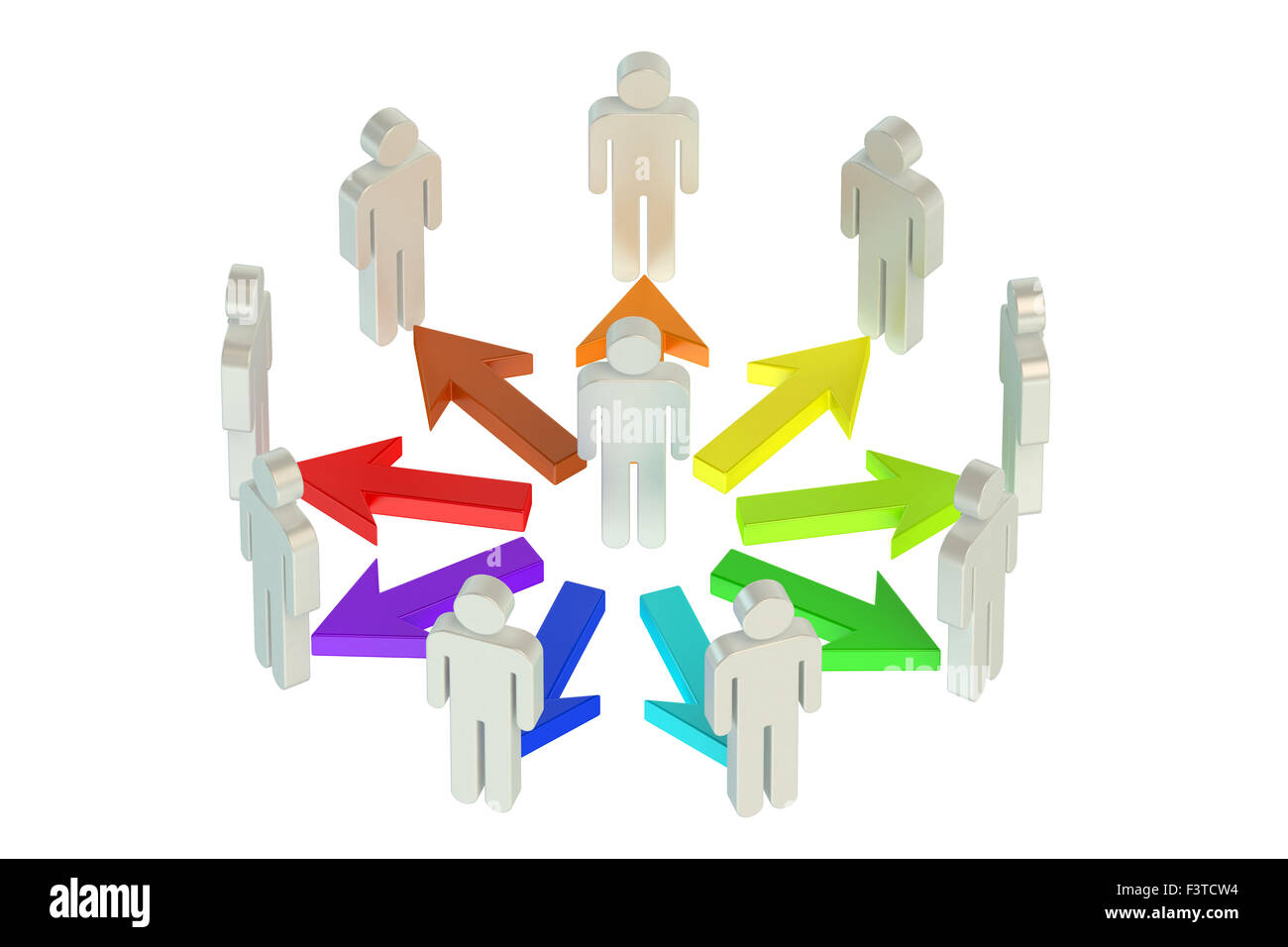 Collegamenti del concetto di persone isolate su sfondo bianco Foto Stock