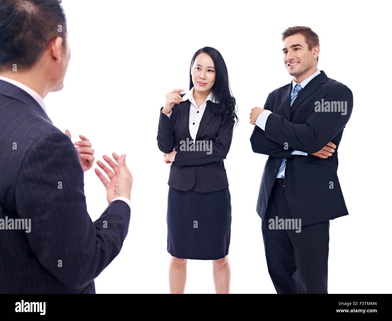 La gente di affari in chat Foto Stock