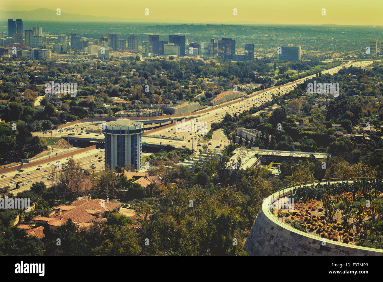 Interstate .405 Sud competiva dal Getty Center di Los Angeles California USA Foto Stock