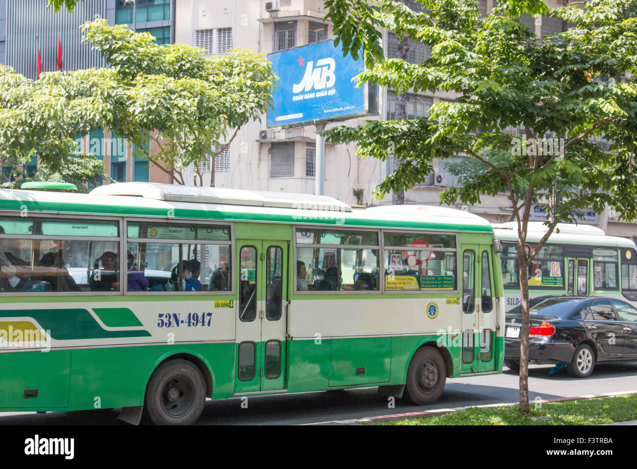 Trasporto pubblico bus bus a Ho Chi Minh city centre, a Saigon, Vietnam. Foto Stock