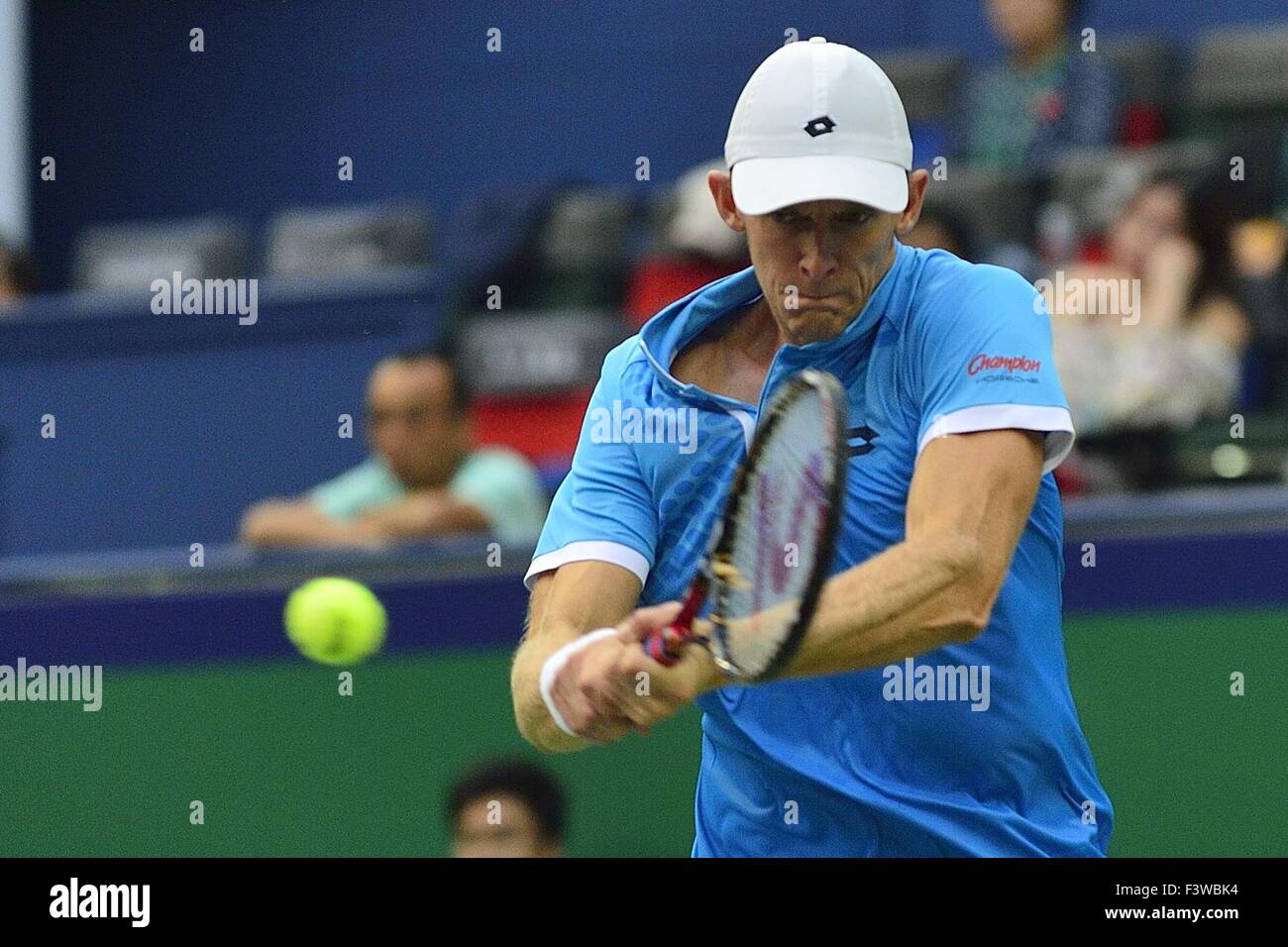 Shanghai, Cina. Xiii oct, 2015. KEVIN ANDERSON (RSA) durante la sua partita contro Tommy Haas (GER), durante la Shanghai Rolex Masters 2015. Credito: Marcio Machado/ZUMA filo/Alamy Live News Foto Stock
