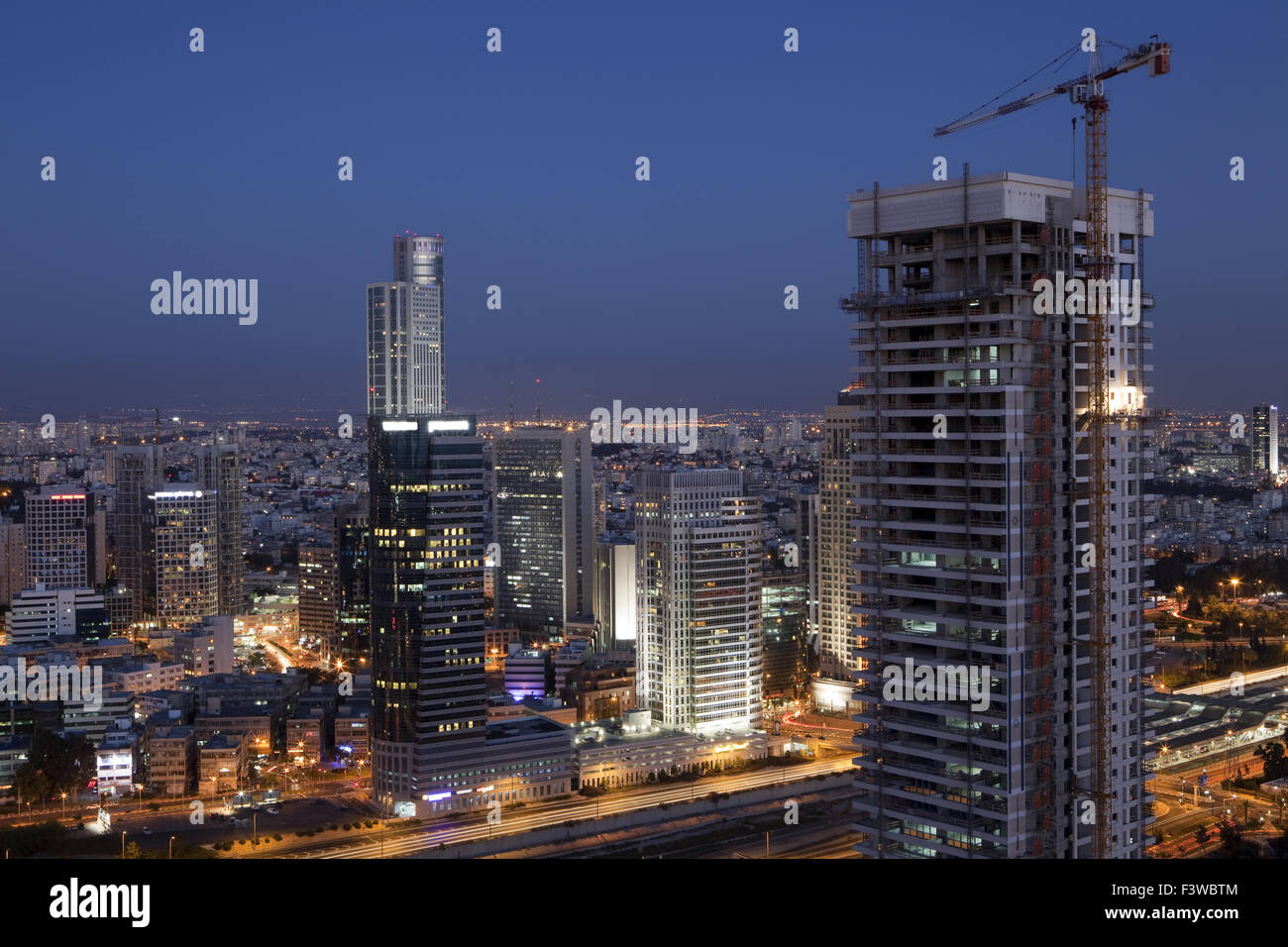 Ramat Gan città al crepuscolo Foto Stock