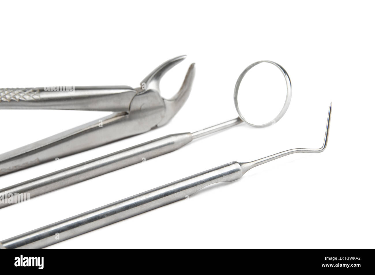 Set di cura dentale strumenti Foto Stock