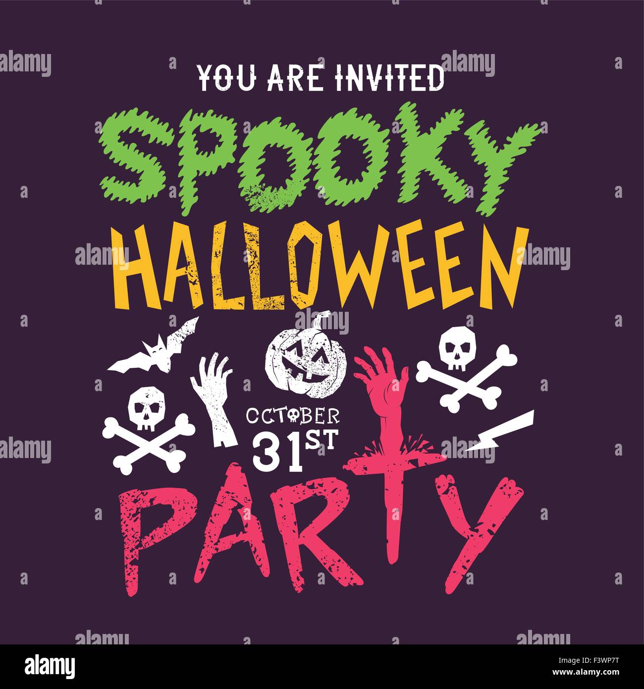 Spooky Halloween party design poster. Happy Halloween! Illustrazione Vettoriale Illustrazione Vettoriale