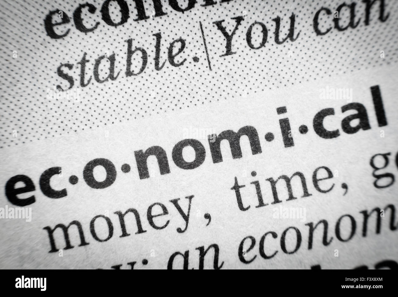 Parola economico nel glossario, macro Foto Stock
