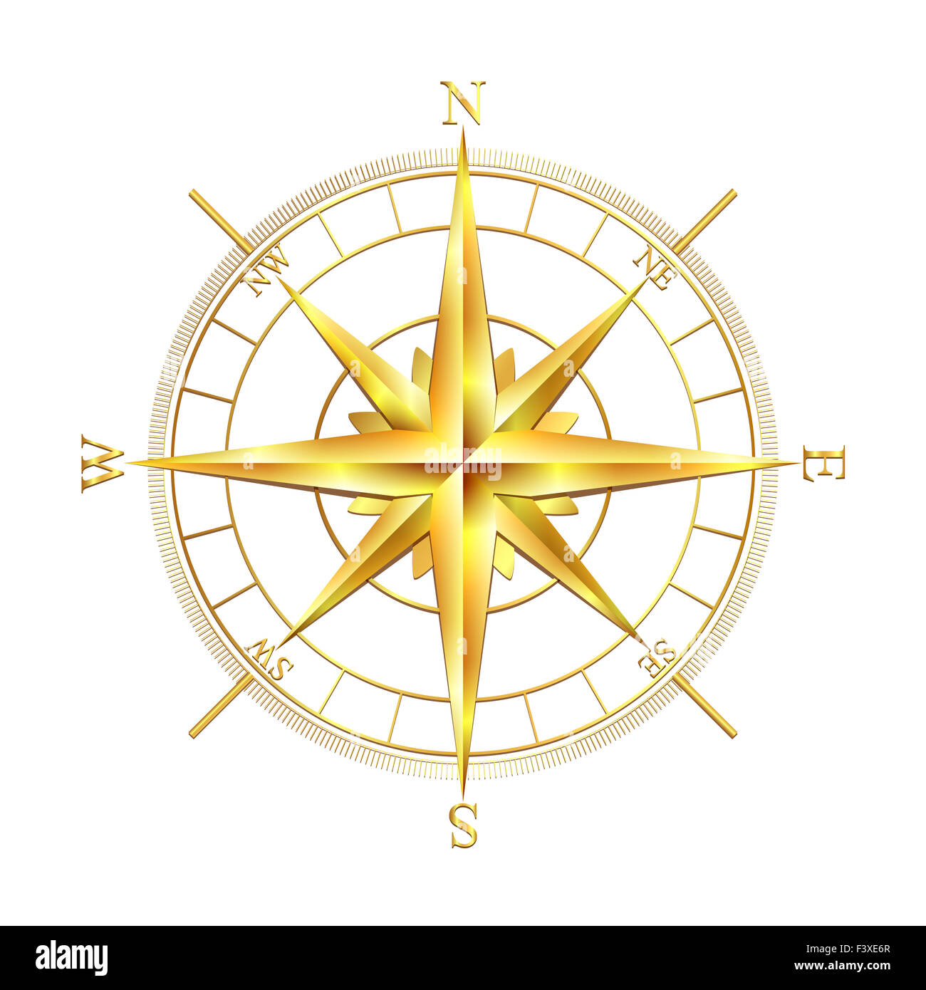 Golden Compass rose Foto Stock