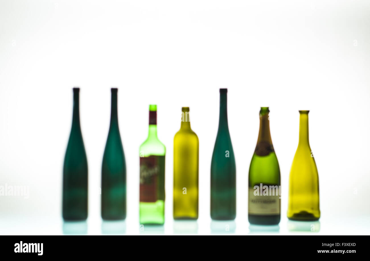 Bottiglie verdi Foto Stock