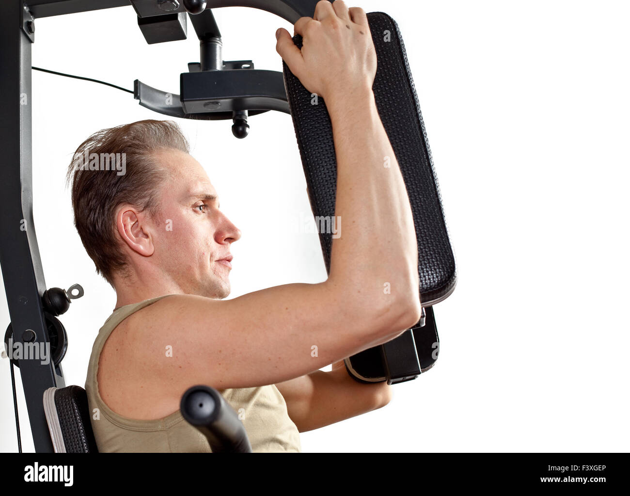 L'uomo treni i muscoli della mano, Foto Stock
