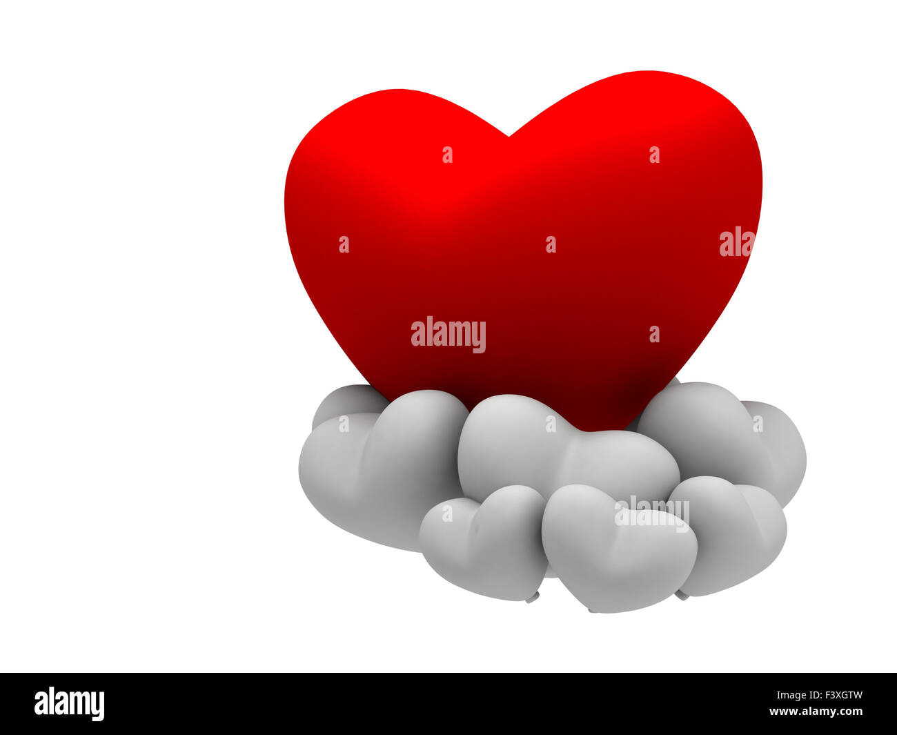 Grande cuore rosso con cuore bianco Foto stock - Alamy