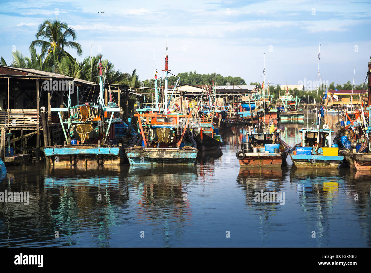 Cinese il villaggio di pesca Foto Stock