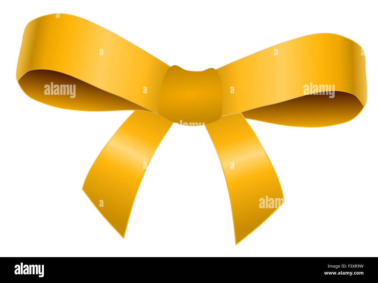 Golden bow isolato su uno sfondo bianco Foto Stock