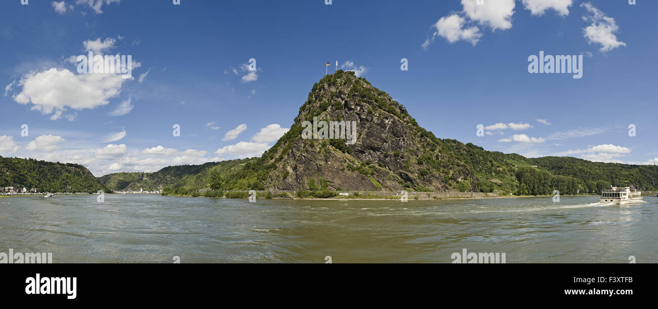 Lorelei roccia sopra il fiume Reno, Germania Foto Stock