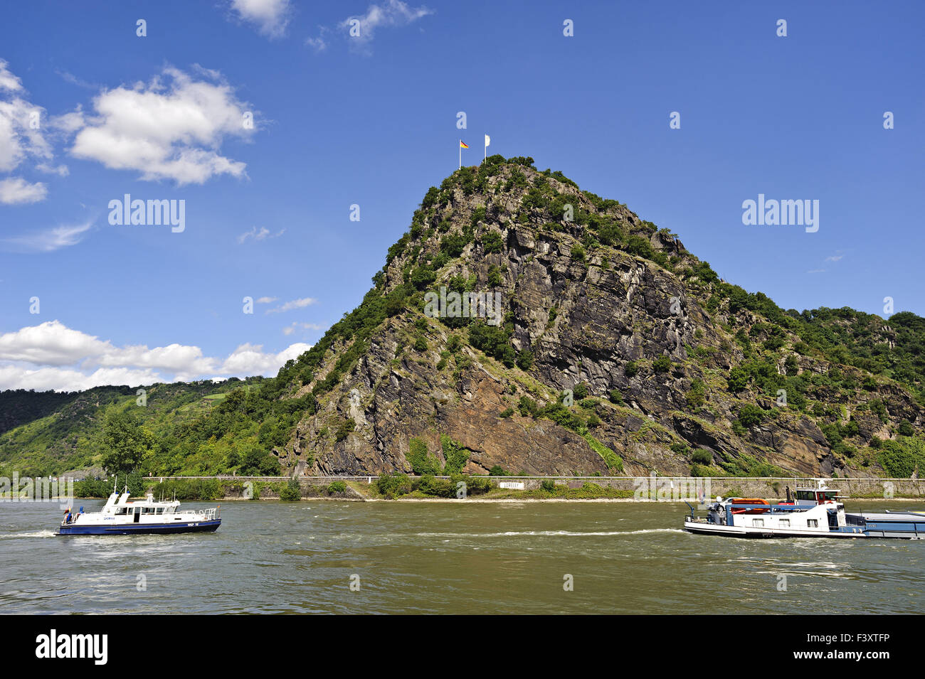 Lorelei roccia sopra il fiume Reno, Germania Foto Stock