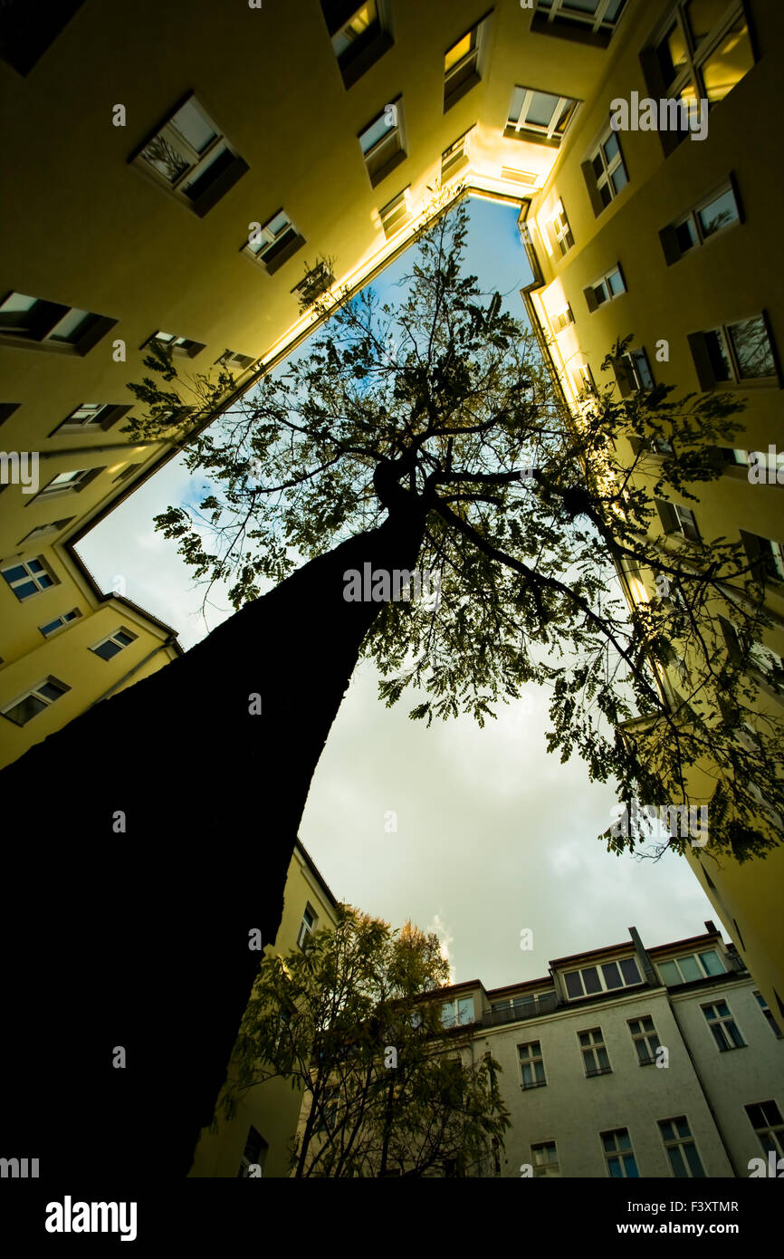 Berlino, Schöneberg, nel cortile il cielo Foto Stock