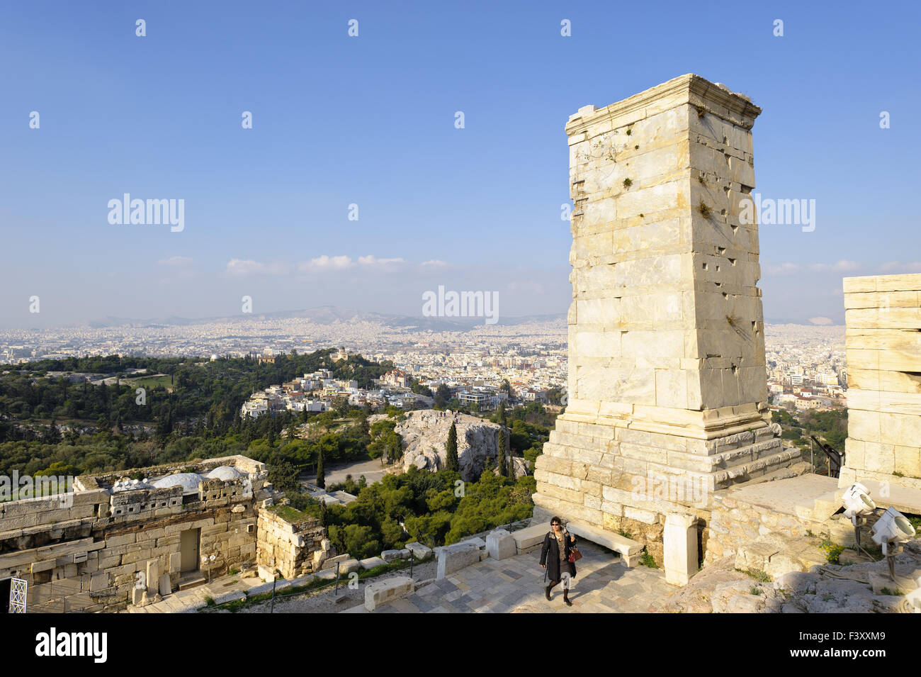 Torre di Agrippa, Acropoli di Atene, Grecia Foto Stock