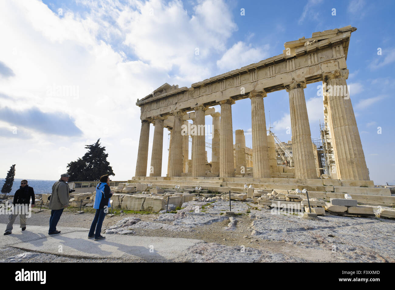 Il Partenone, dall'Acropoli di Atene, Grecia Foto Stock