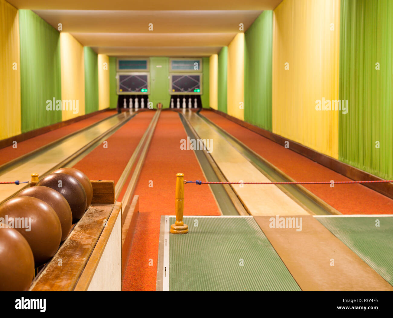 pista da bowling Foto Stock