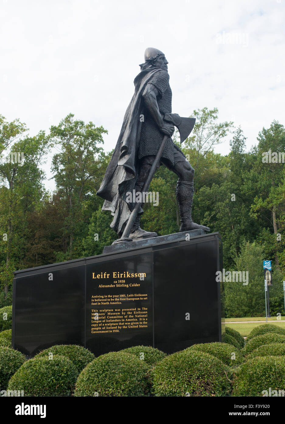 Leif Erikson statua Mariners Museum di Newport News Virginia Foto Stock