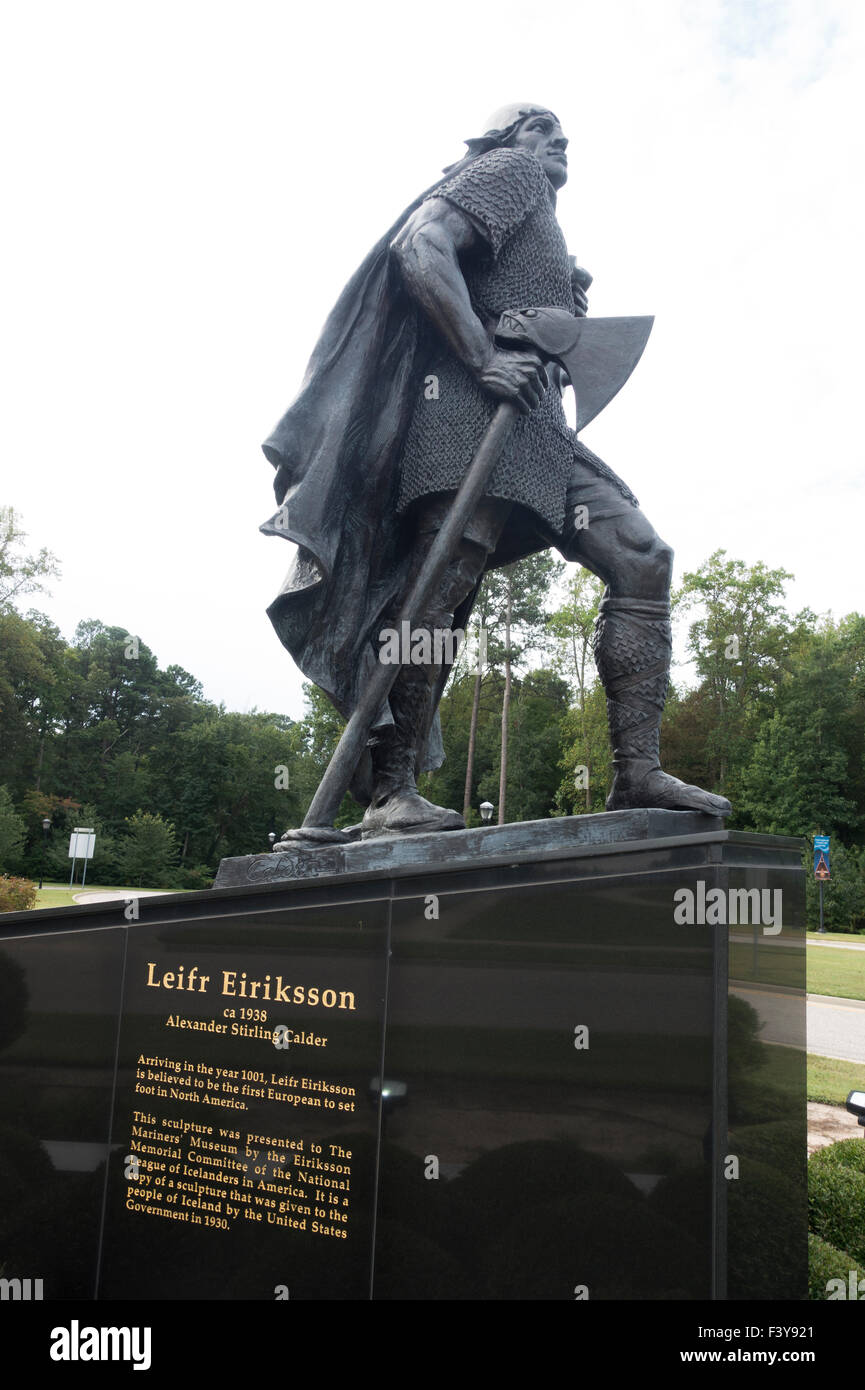 Leif Erikson statua Mariners Museum di Newport News Virginia Foto Stock